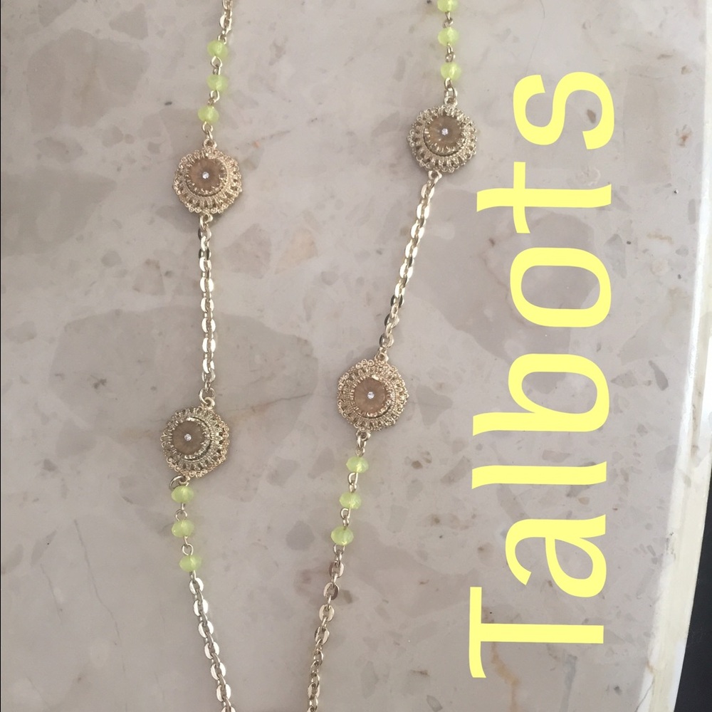 Gold-Tone Floral Station Necklace with Lime Beads